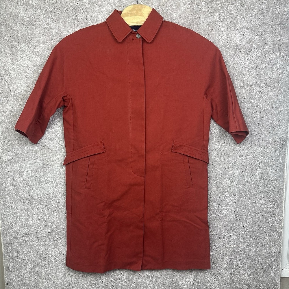 Faconnable‎ Red Orange Cotton Trench Swing Coat Size X-Large